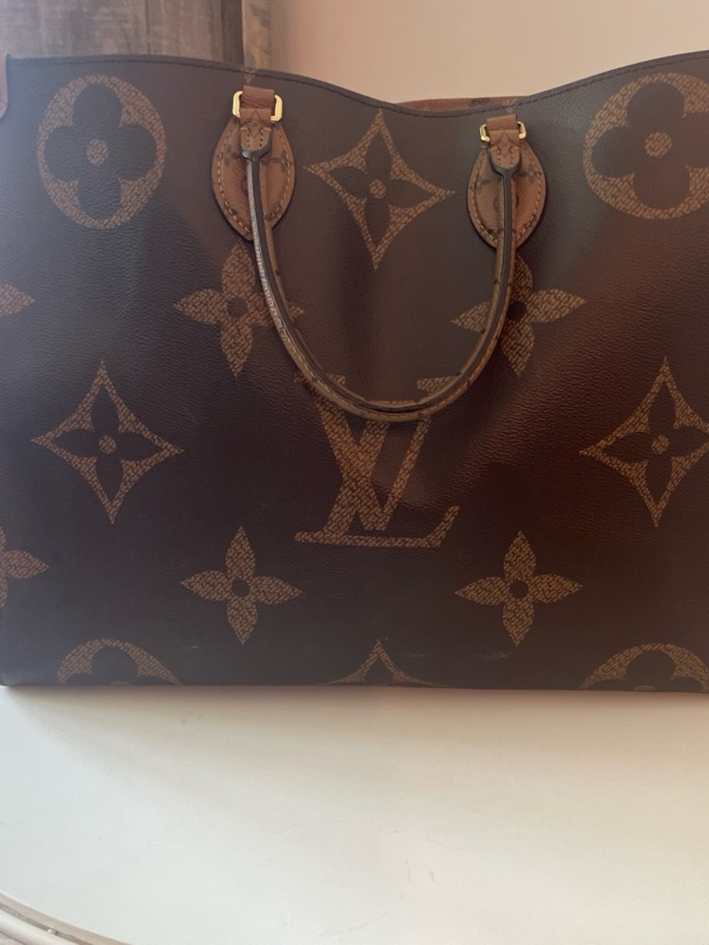 Louis Vuitton Monogram Reversible Tote in Brown with Red Interior - Picture 5 of 8